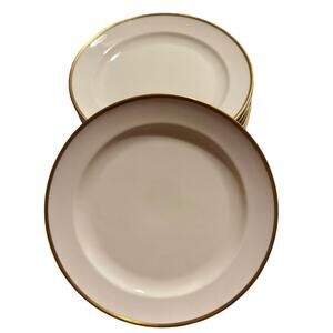 Set of 8 Rosenthal Bavaria Gold Rim Dinner Plates 9.5” Ivory Germany Vintage